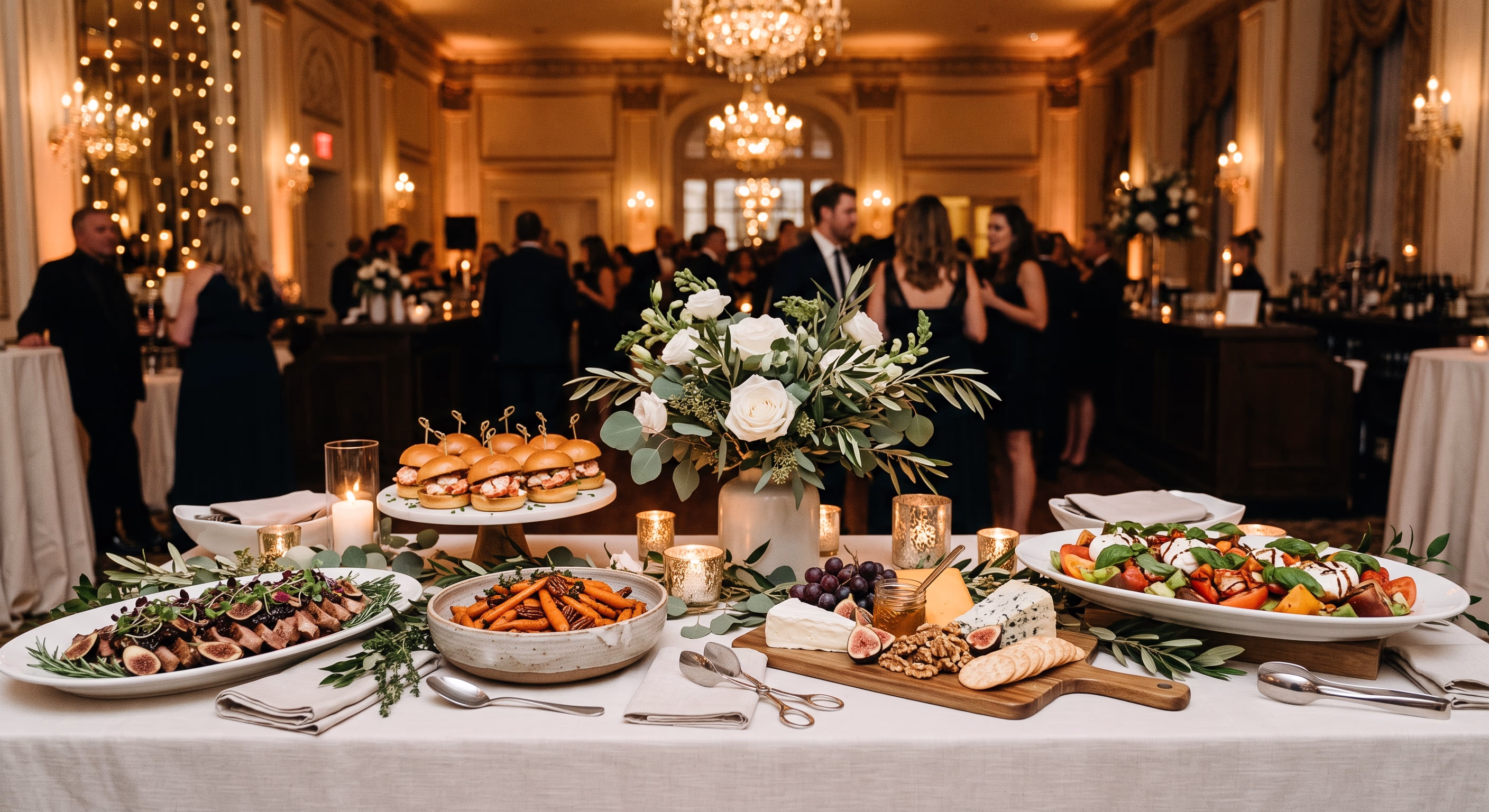 Catering and food service presentation at an event