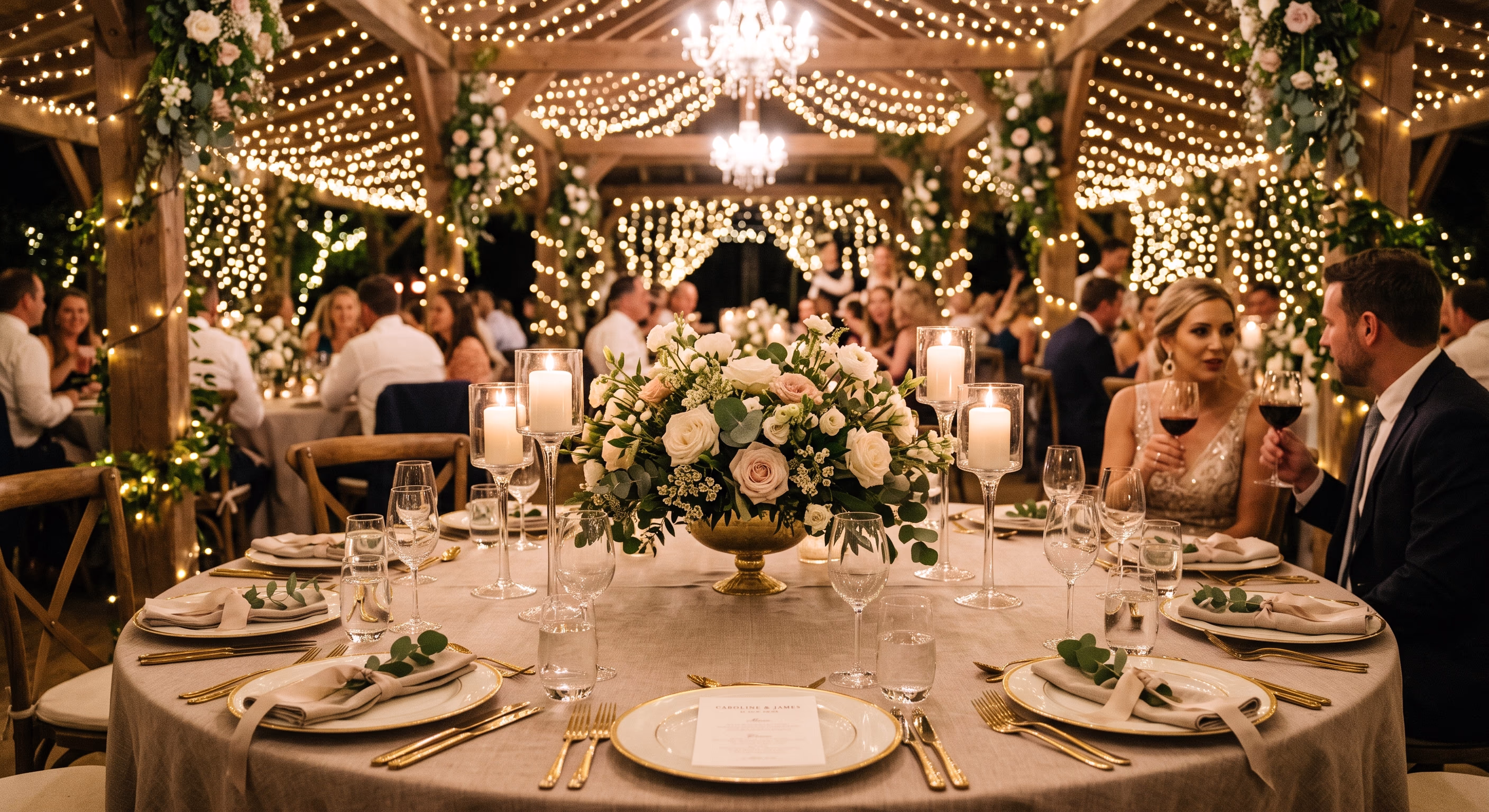 An elegant table formaly set and decorated